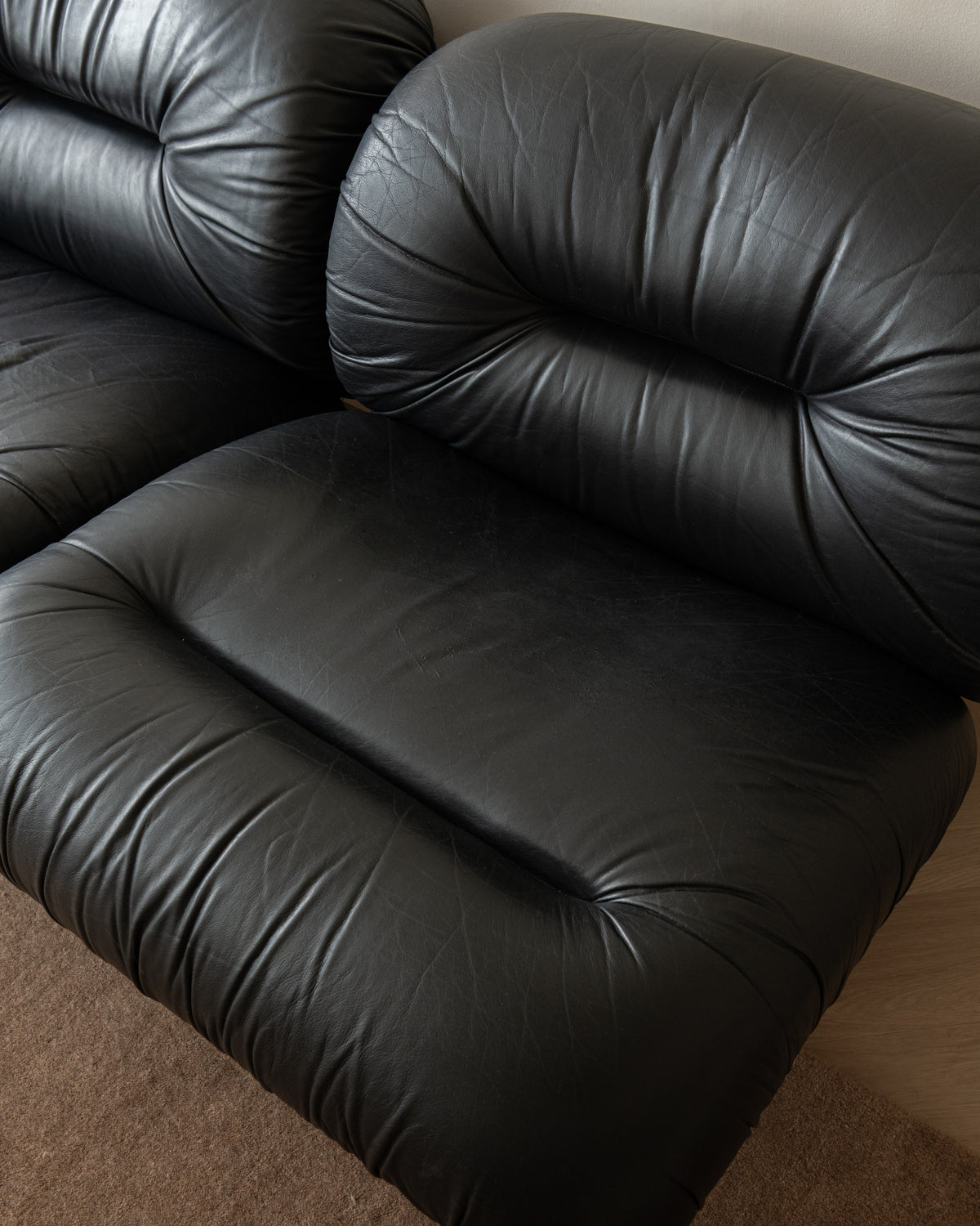 Italian Leather and Chrome Lounge Chairs, 1980s, Set of 3